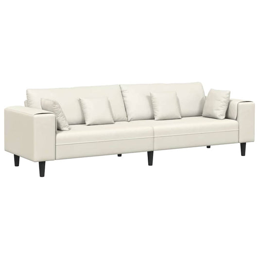 vidaXL Βελούδινος καναπές με μαξιλάρι με μαξιλάρι Κρεμ 208 εκ. Βελούδο