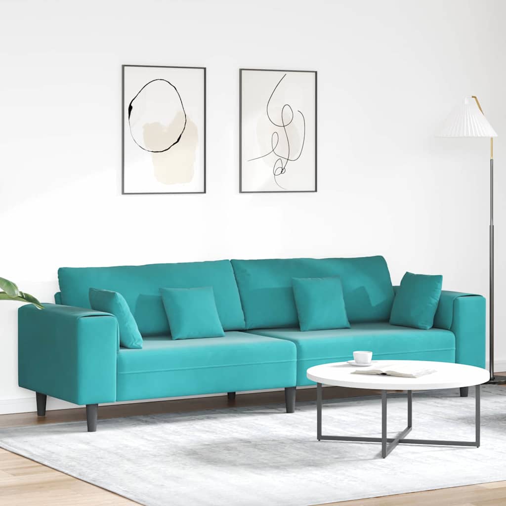 vidaXL Καναπές Τιρκουάζ 250 x 77 x 76 εκ. Βελούδο