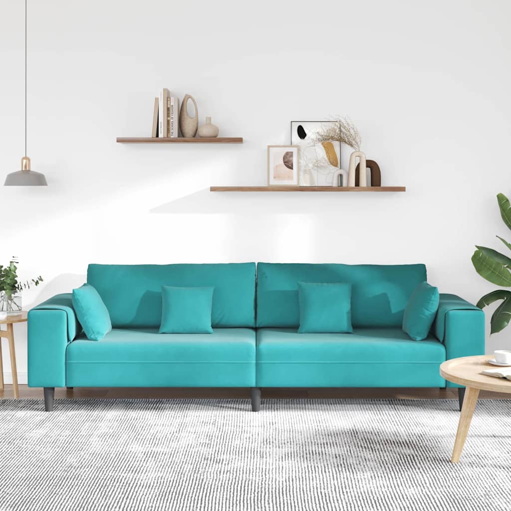 vidaXL Καναπές Τιρκουάζ 250 x 77 x 76 εκ. Βελούδο