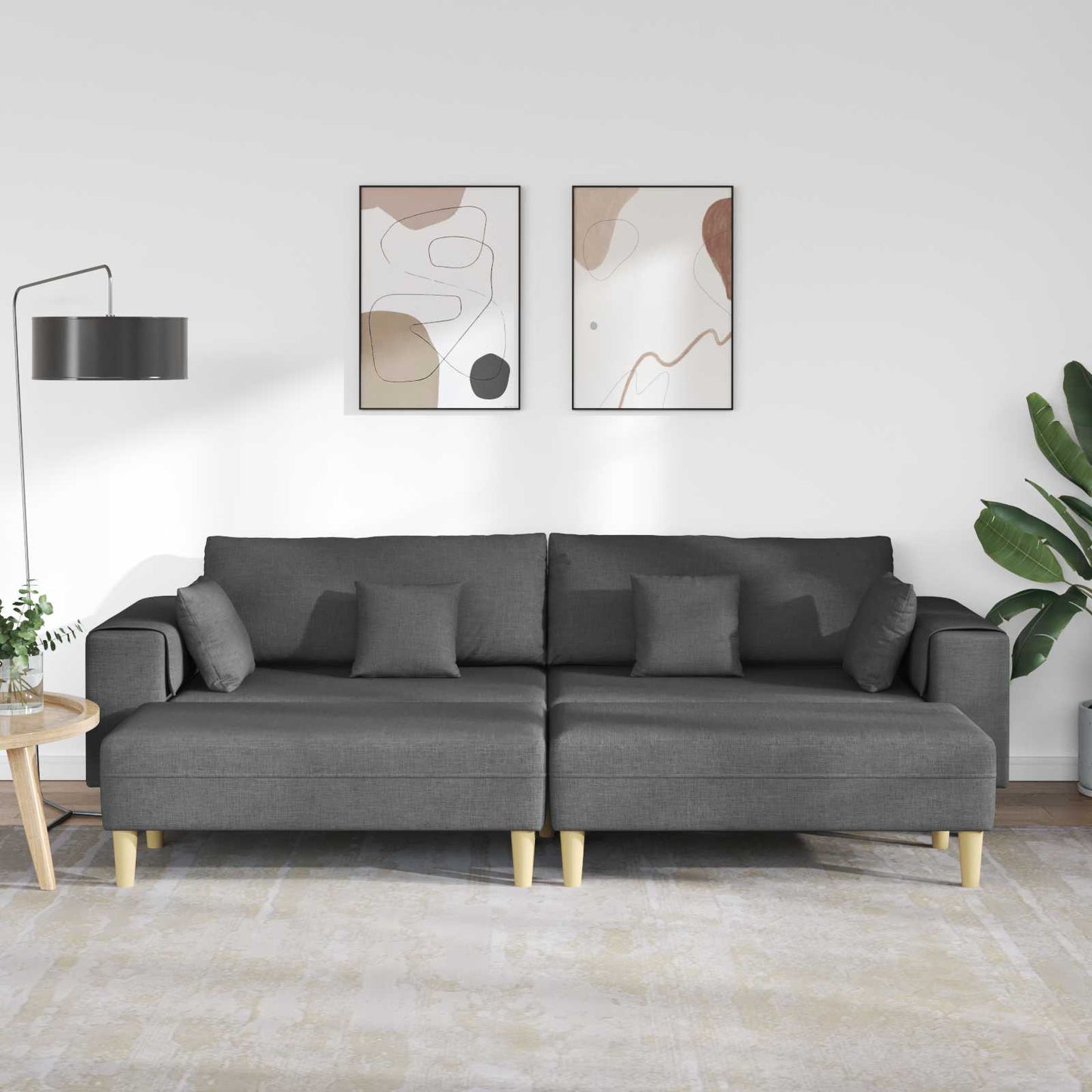 vidaXL Καναπές με μαξιλάρι 3 pcs Σκούρο Γκρι ύφασμα