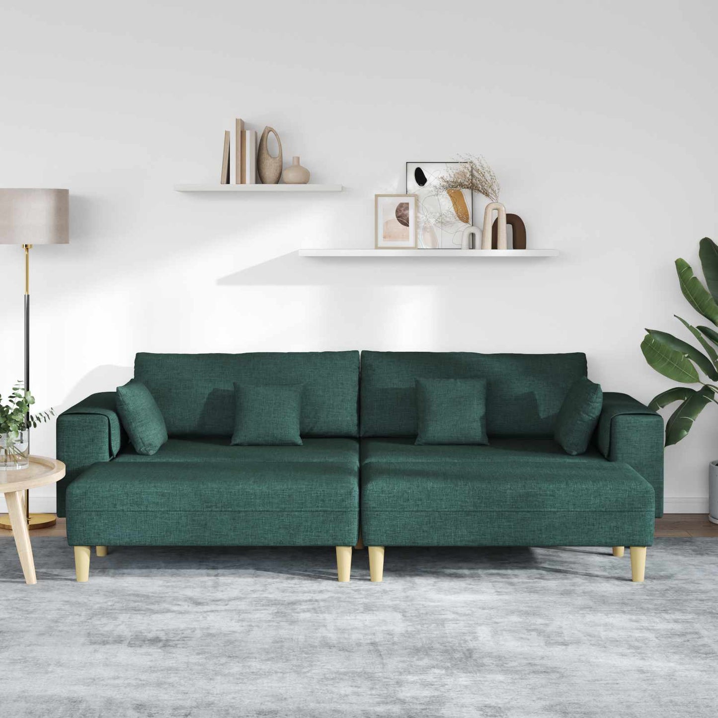 vidaXL Καναπές με μαξιλάρι 3 pcs Σκούρο Πράσινο ύφασμα