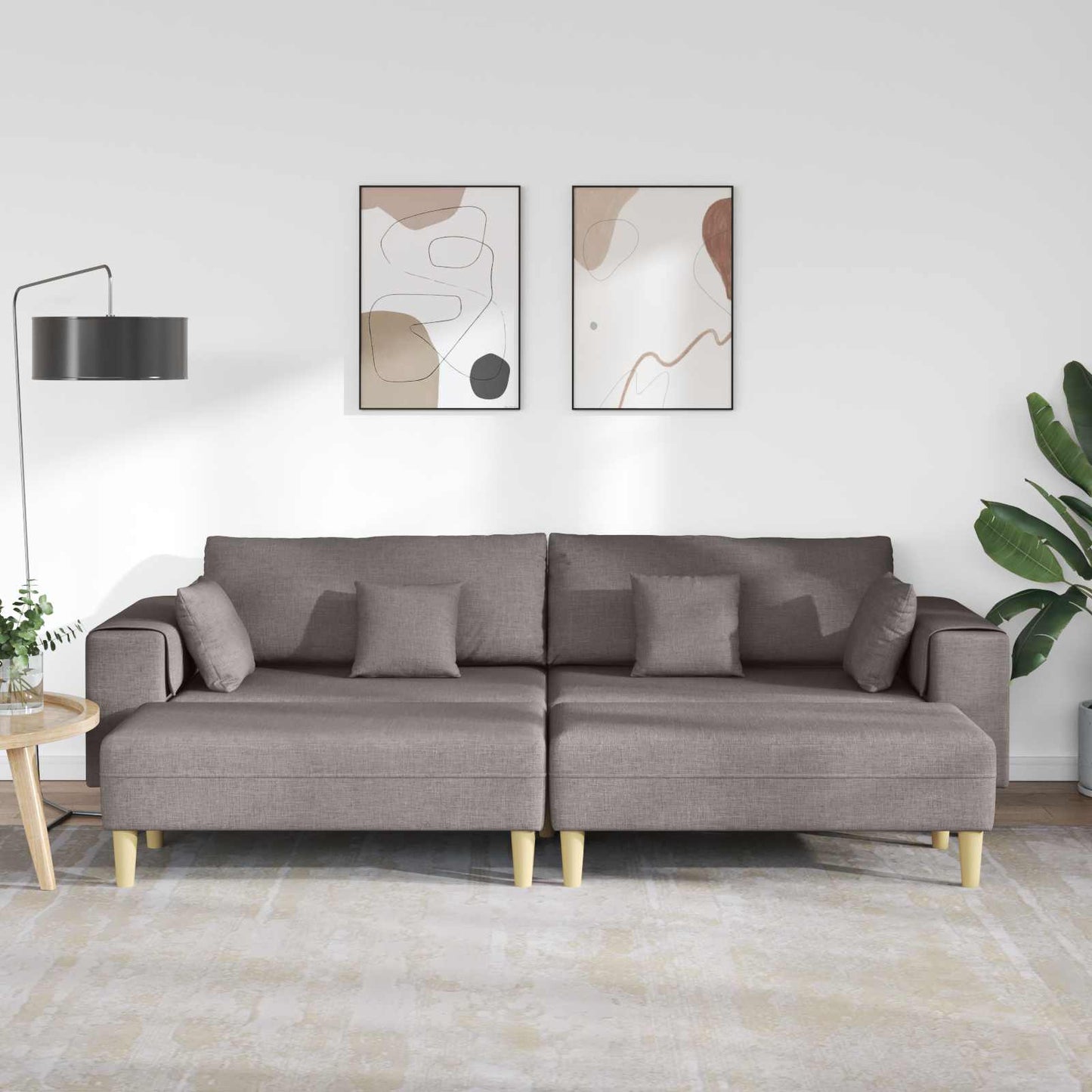 vidaXL Καναπές με μαξιλάρι 3 pcs Taupe ύφασμα