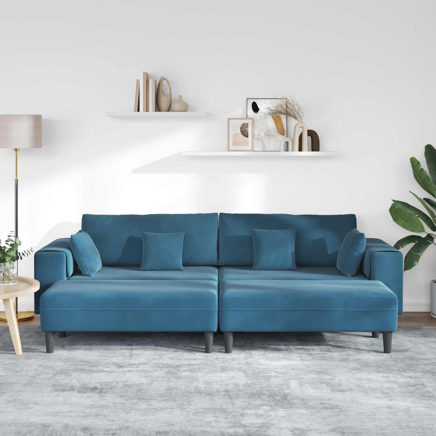 vidaXL Καναπές 3 pcs Μπλε 250 x 188 x 76 εκ. Βελούδο