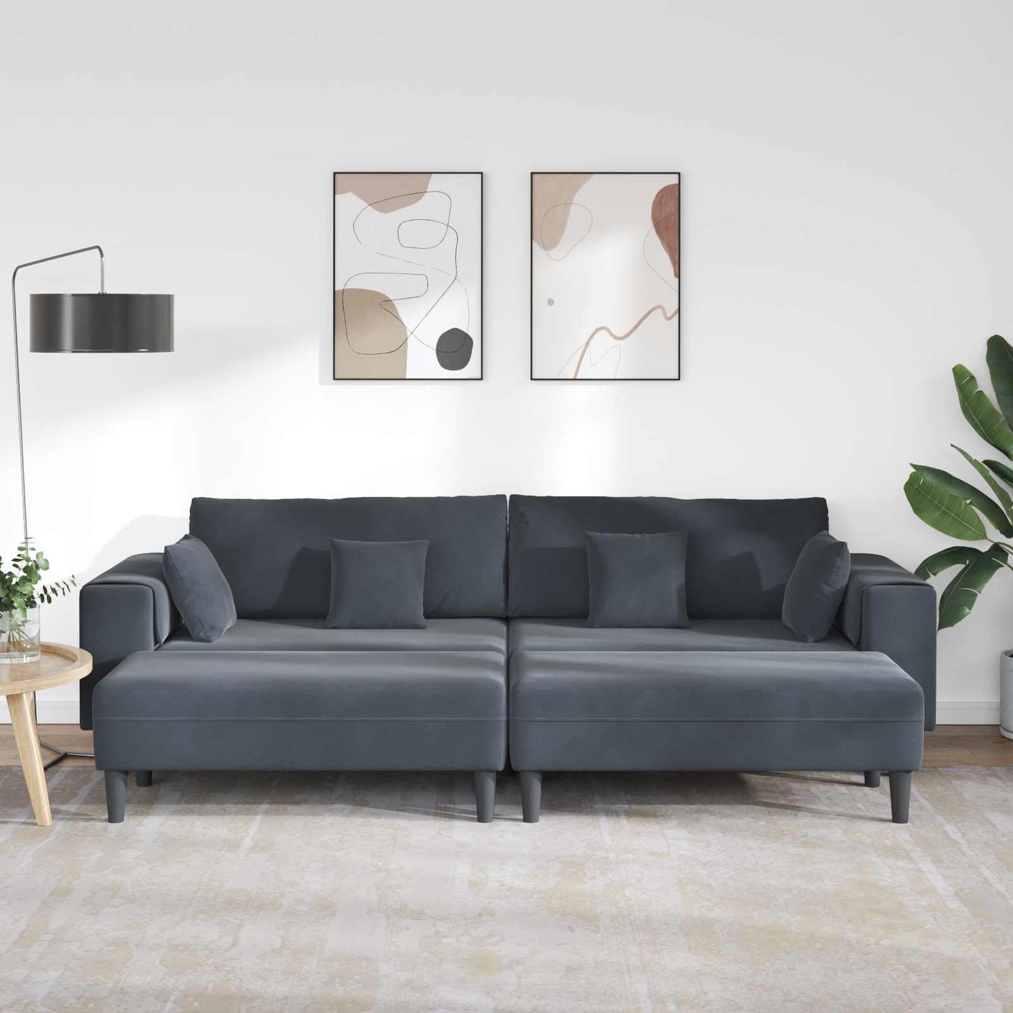 vidaXL Καναπές 3 pcs Σκούρο Γκρι 250 x 188 x 76 εκ. Βελούδο