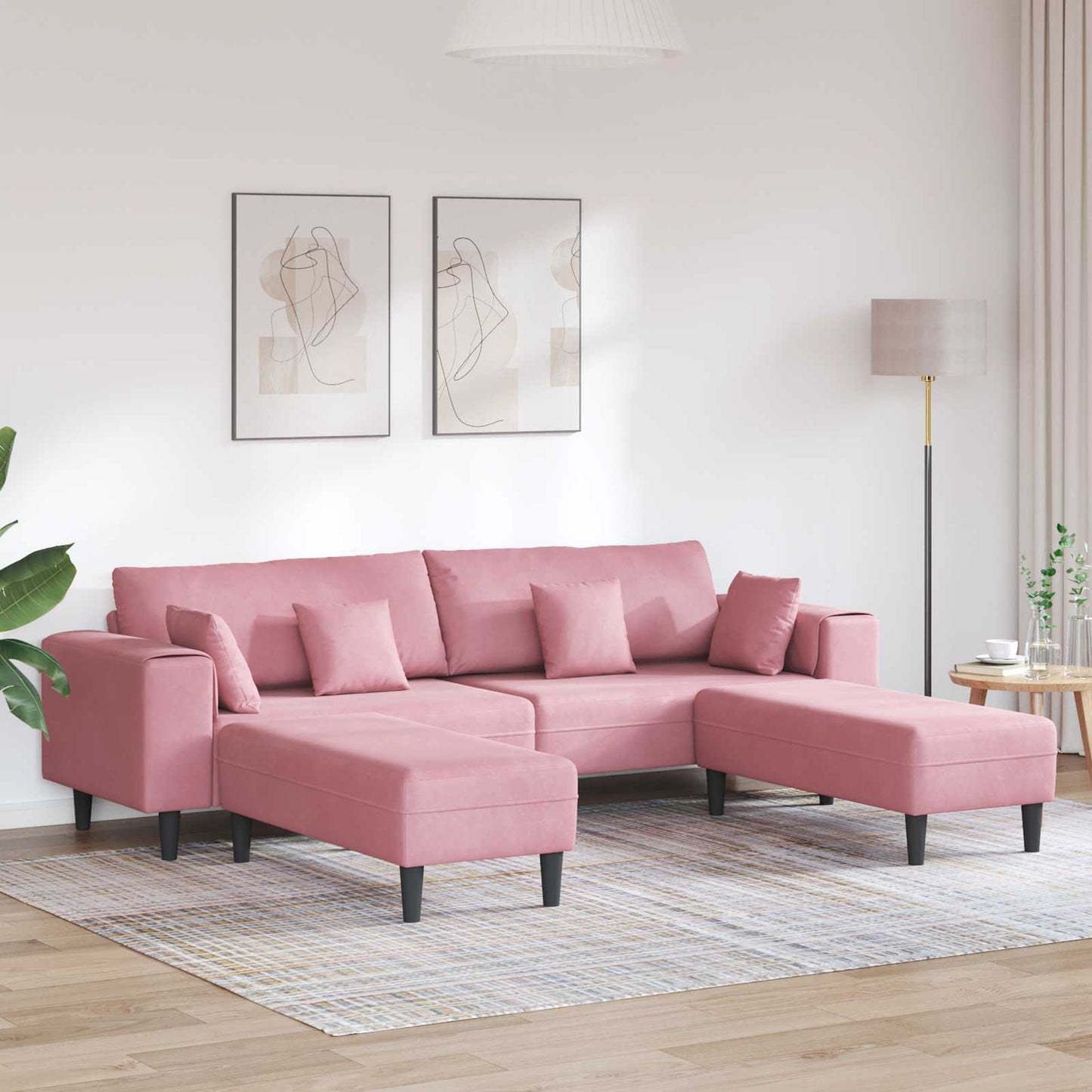 vidaXL Καναπές 3 pcs Ροζ 250 x 188 x 76 εκ. Βελούδο