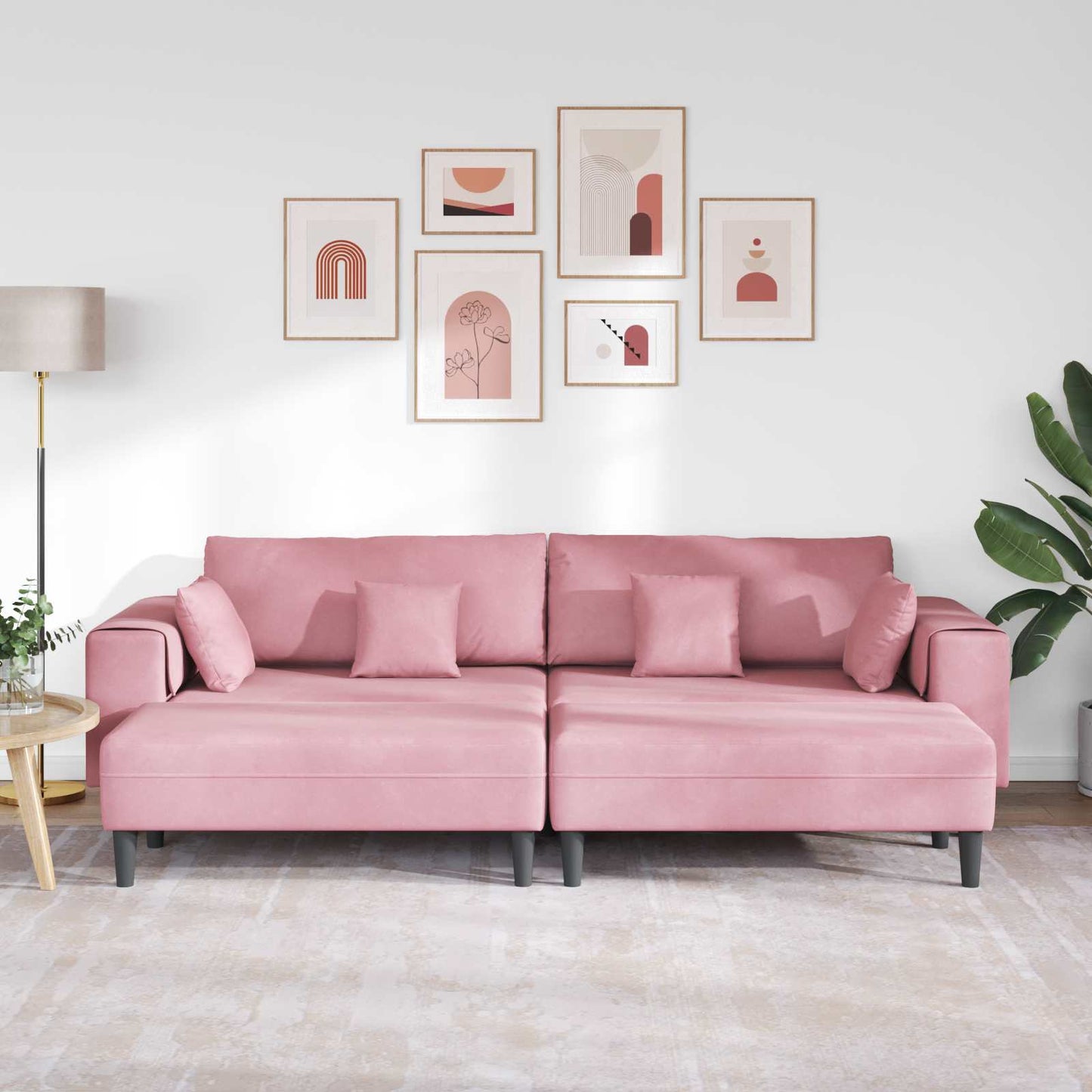 vidaXL Καναπές 3 pcs Ροζ 250 x 188 x 76 εκ. Βελούδο