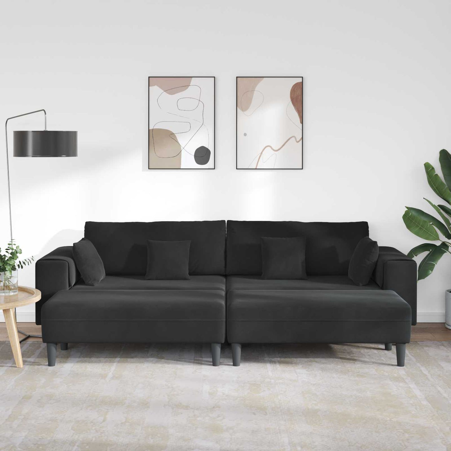 vidaXL Καναπές 3 pcs Μαύρο 250 x 188 x 76 εκ. Βελούδο