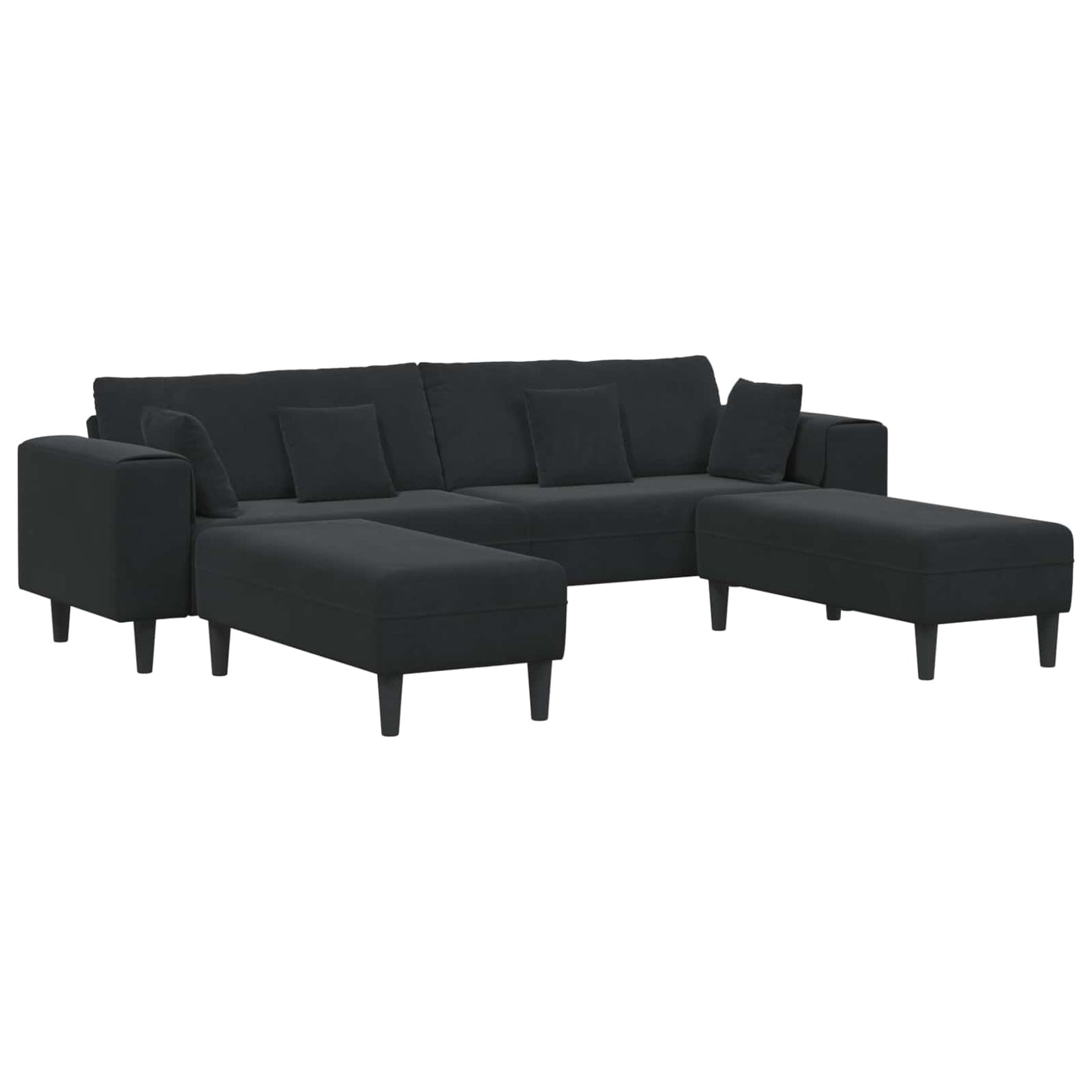 vidaXL Καναπές 3 pcs Μαύρο 250 x 188 x 76 εκ. Βελούδο