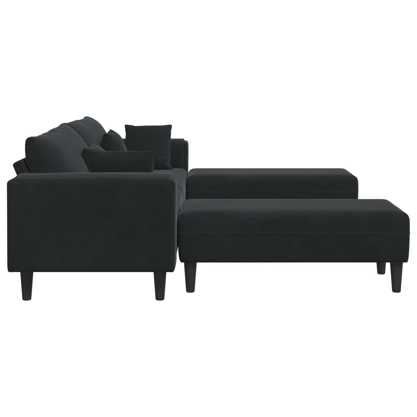 vidaXL Καναπές 3 pcs Μαύρο 250 x 188 x 76 εκ. Βελούδο