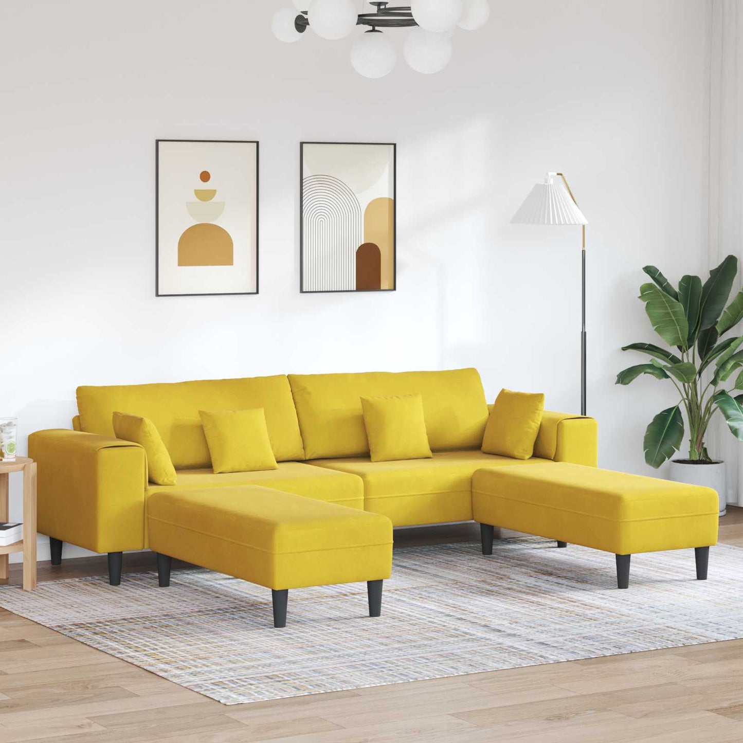 vidaXL Καναπές 3 pcs Κίτρινο 250 x 188 x 76 εκ. Βελούδο