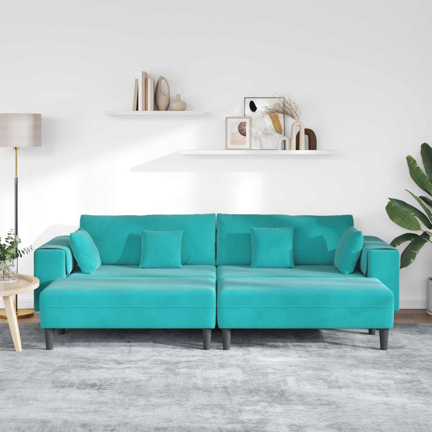 vidaXL Καναπές 3 pcs Τιρκουάζ 250 x 188 x 76 εκ. Βελούδο
