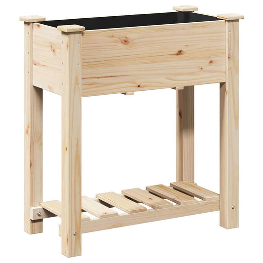 vidaXL Γλάστρα Κήπου με ράφι Μπεζ 71 x 37 x 76,5 εκ Στερεό Ξύλο Πεύκου