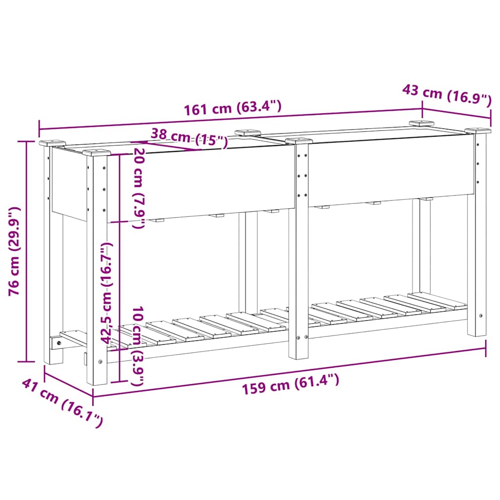 vidaXL Γλάστρα Κήπου Μπεζ 161 x 43 x 76.5 εκ Στερεό ξύλο έλατου