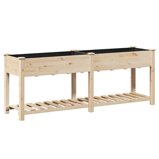 vidaXL Γλάστρα Κήπου Μπεζ 203 x 53 x 76,5 εκ Στερεό Ξύλο Πεύκου
