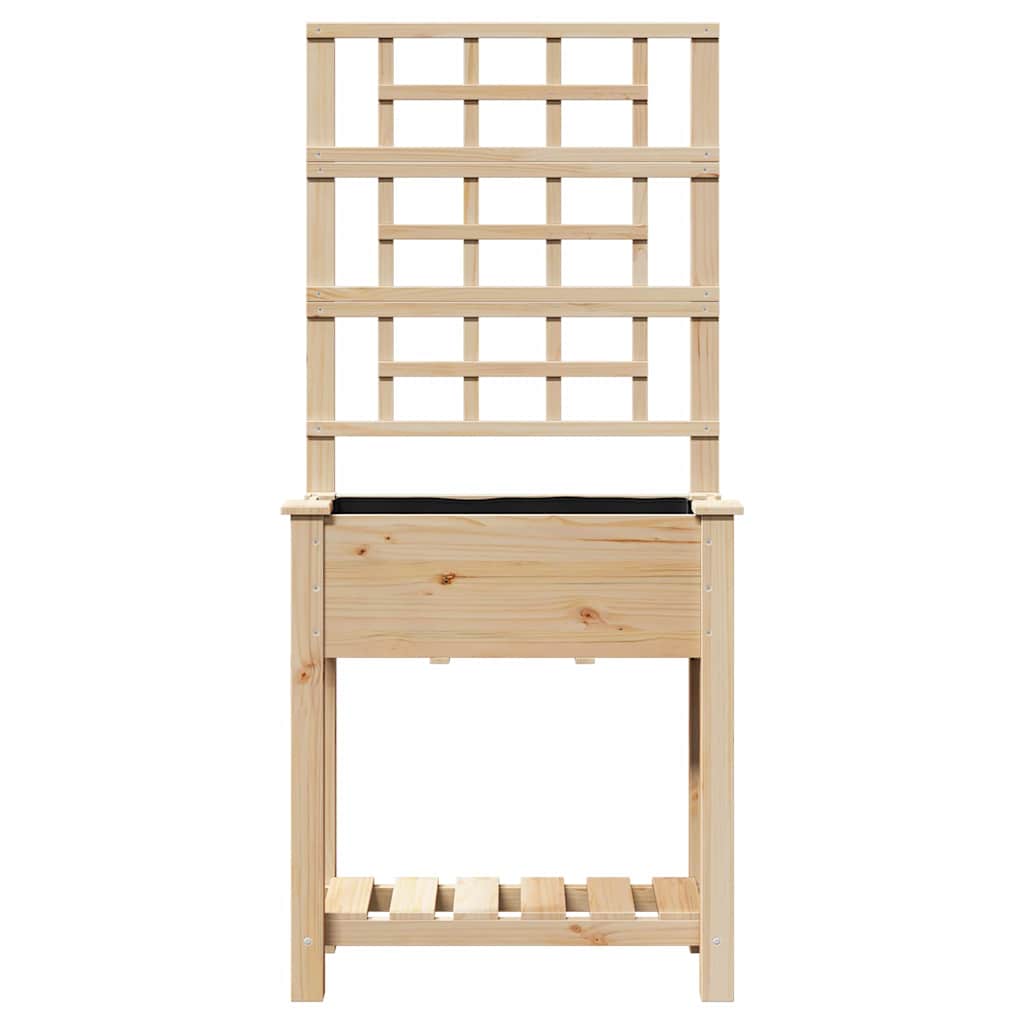 vidaXL Γλάστρα Κήπου με ράφι Μπεζ 71 x 38 x 152 εκ. Στερεό ξύλο έλατου