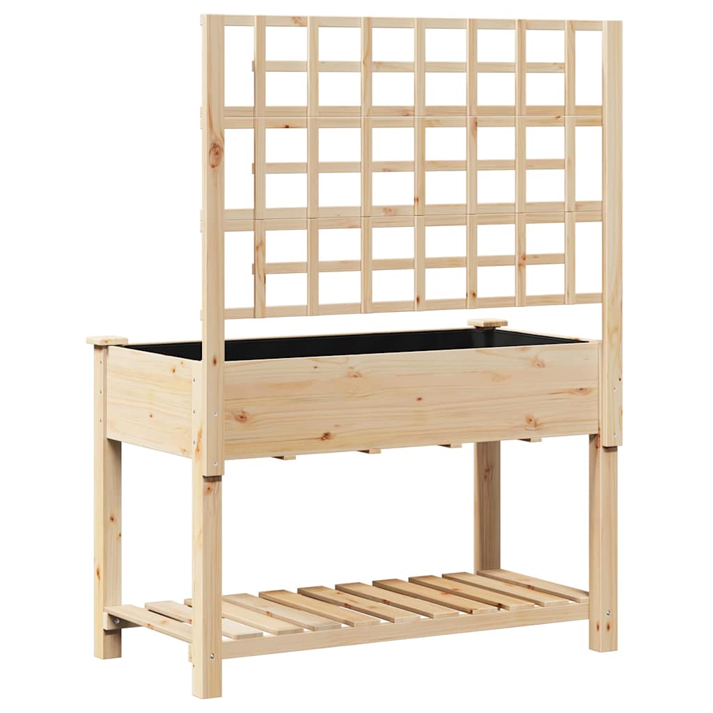 vidaXL Γλάστρα Κήπου Μπεζ 115 x 60.5 x 153 εκ. Στερεό ξύλο έλατου