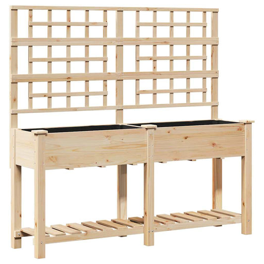 vidaXL Γλάστρα Κήπου Μπεζ 161 x 46 x 152.5 εκ. Στερεό ξύλο έλατου