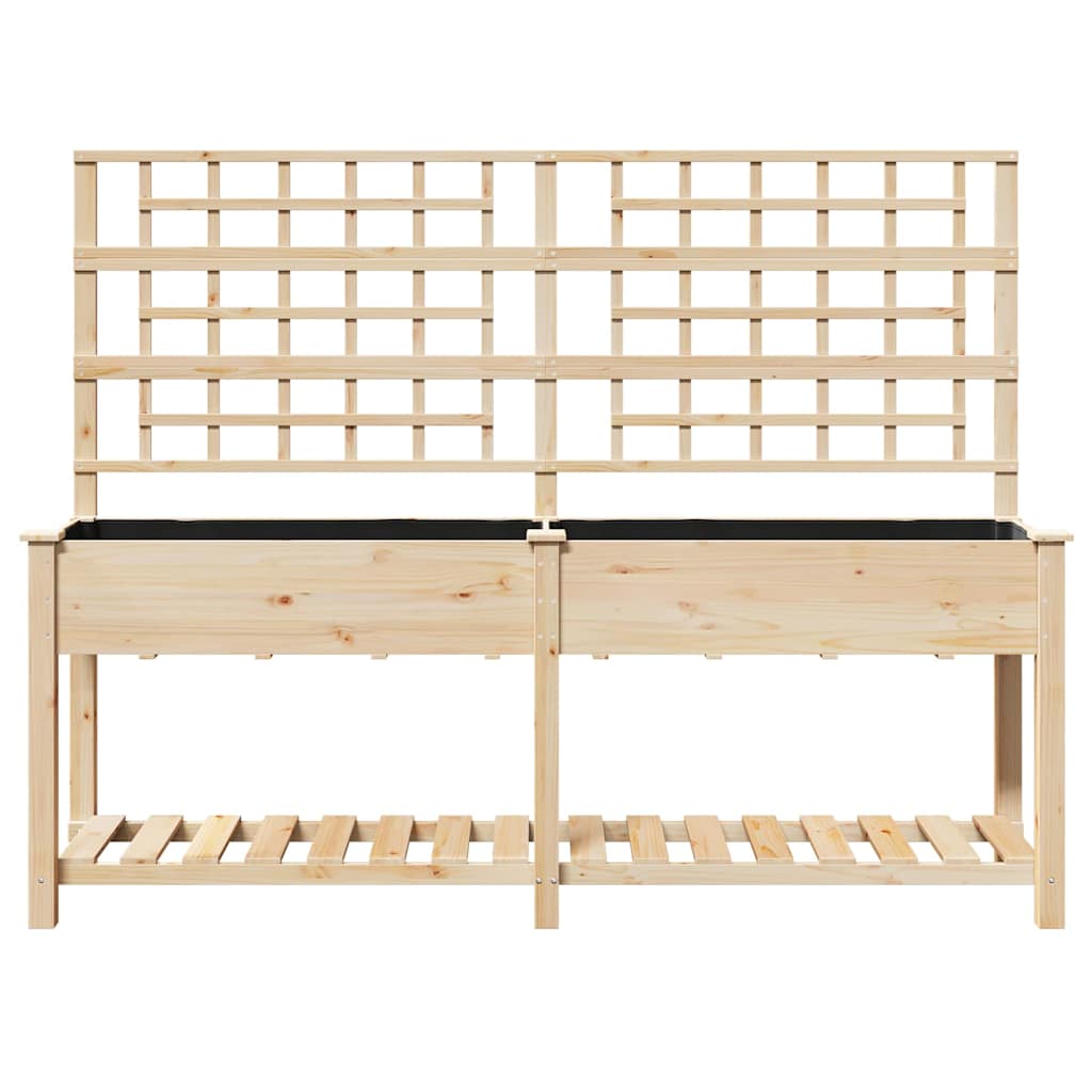 vidaXL Γλάστρα Κήπου Μπεζ 203.5 x 54 x 152.5 εκ. Στερεό ξύλο έλατου