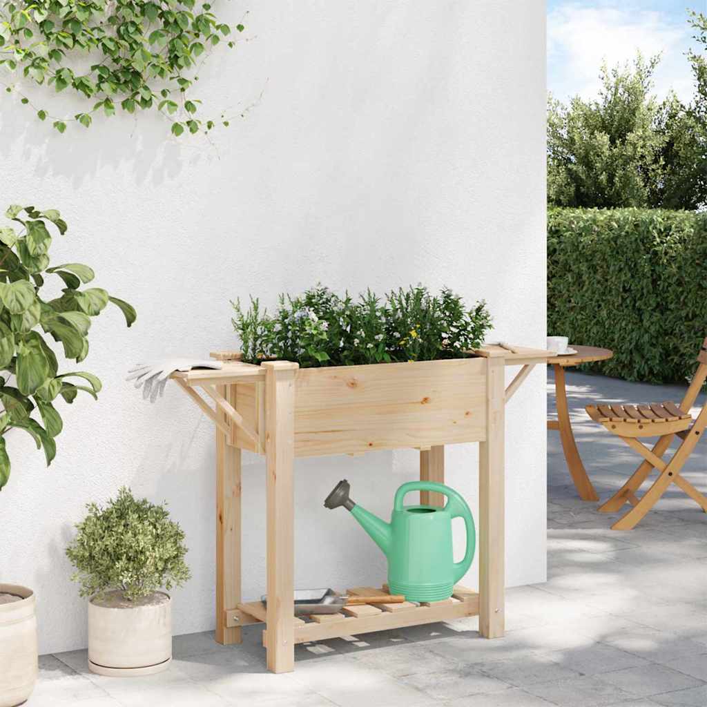 vidaXL Γλάστρα Κήπου Μπεζ 111 x 37 x 76.5 εκ. Στερεό ξύλο έλατου