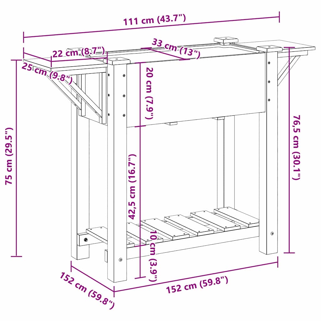 vidaXL Γλάστρα Κήπου Μπεζ 111 x 37 x 76.5 εκ. Στερεό ξύλο έλατου
