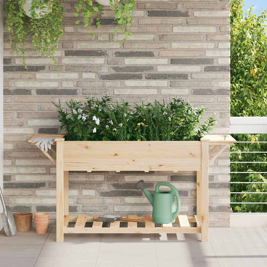 vidaXL Γλάστρα Κήπου Μπεζ 155 x 59 x 76.5 εκ. Στερεό ξύλο έλατου