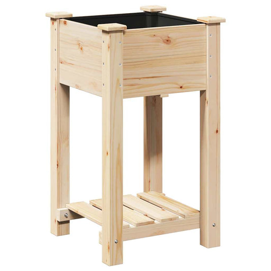 vidaXL Γλάστρα Κήπου με ράφι Μπεζ 45 x 45 x 76,5 εκ Στερεό Ξύλο Πεύκου