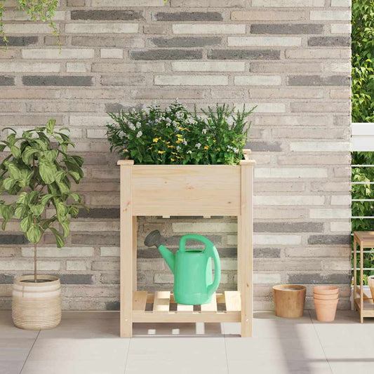 vidaXL Γλάστρα Κήπου Μπεζ 60.5 x 60 x 76.5 εκ Στερεό ξύλο έλατου