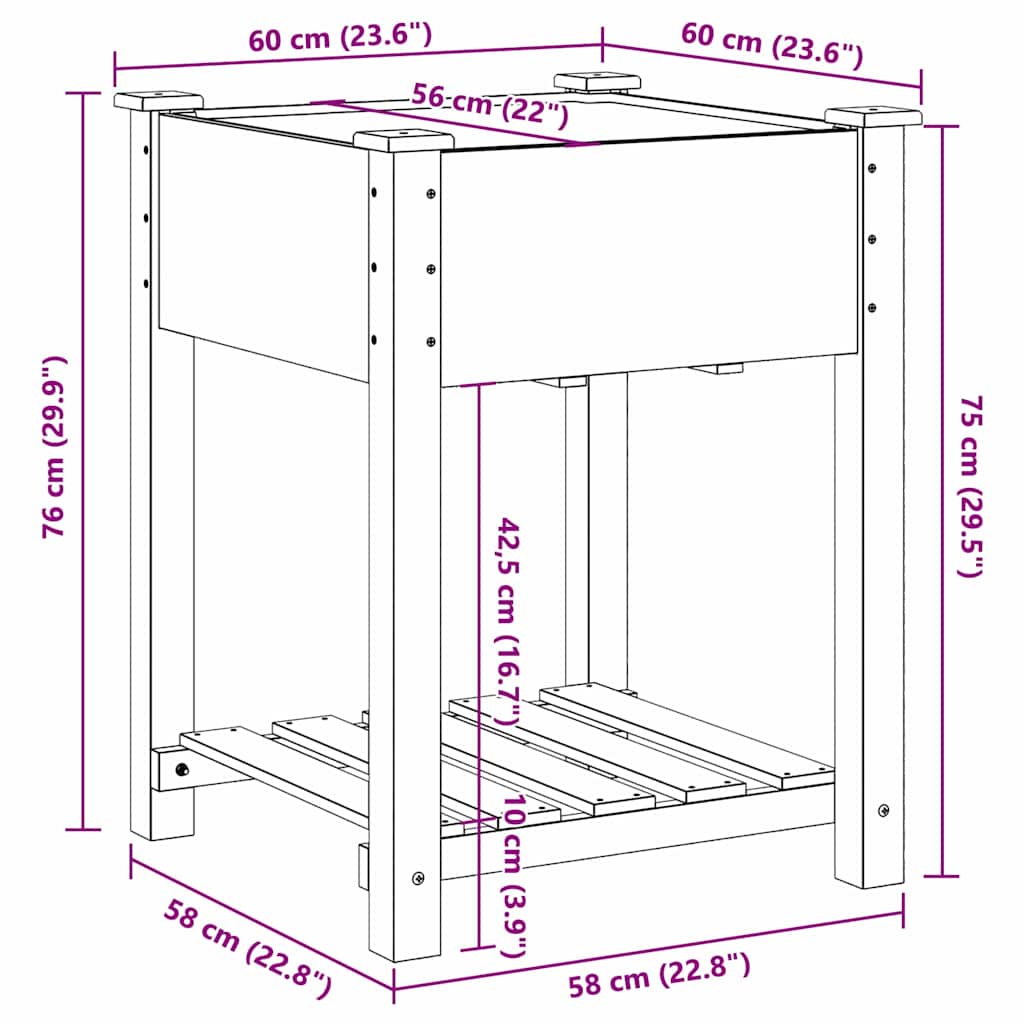 vidaXL Γλάστρα Κήπου Μπεζ 60.5 x 60 x 76.5 εκ Στερεό ξύλο έλατου