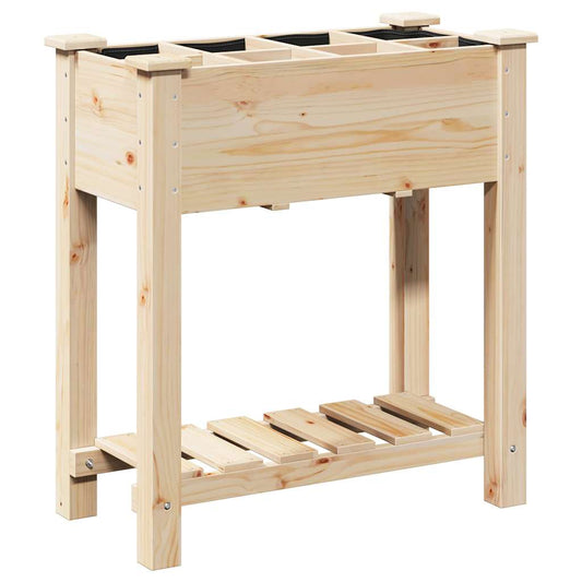 vidaXL Γλάστρα Κήπου με ράφι Μπεζ 71 x 37 x 76,5 εκ Στερεό Ξύλο Πεύκου