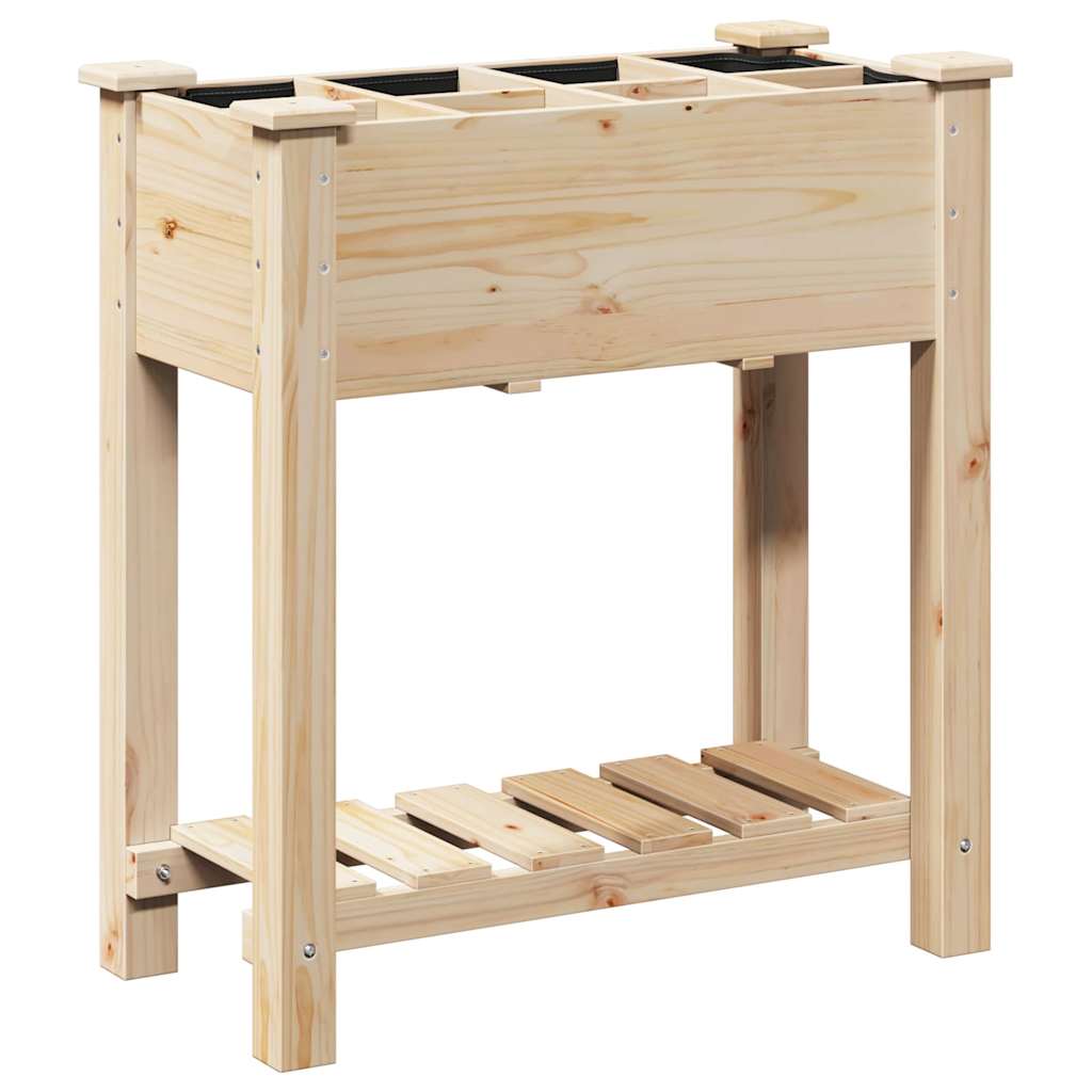 vidaXL Γλάστρα Κήπου με ράφι Μπεζ 71 x 37 x 76.5 εκ Στερεό ξύλο έλατου