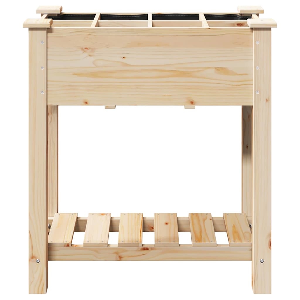 vidaXL Γλάστρα Κήπου με ράφι Μπεζ 71 x 37 x 76.5 εκ Στερεό ξύλο έλατου