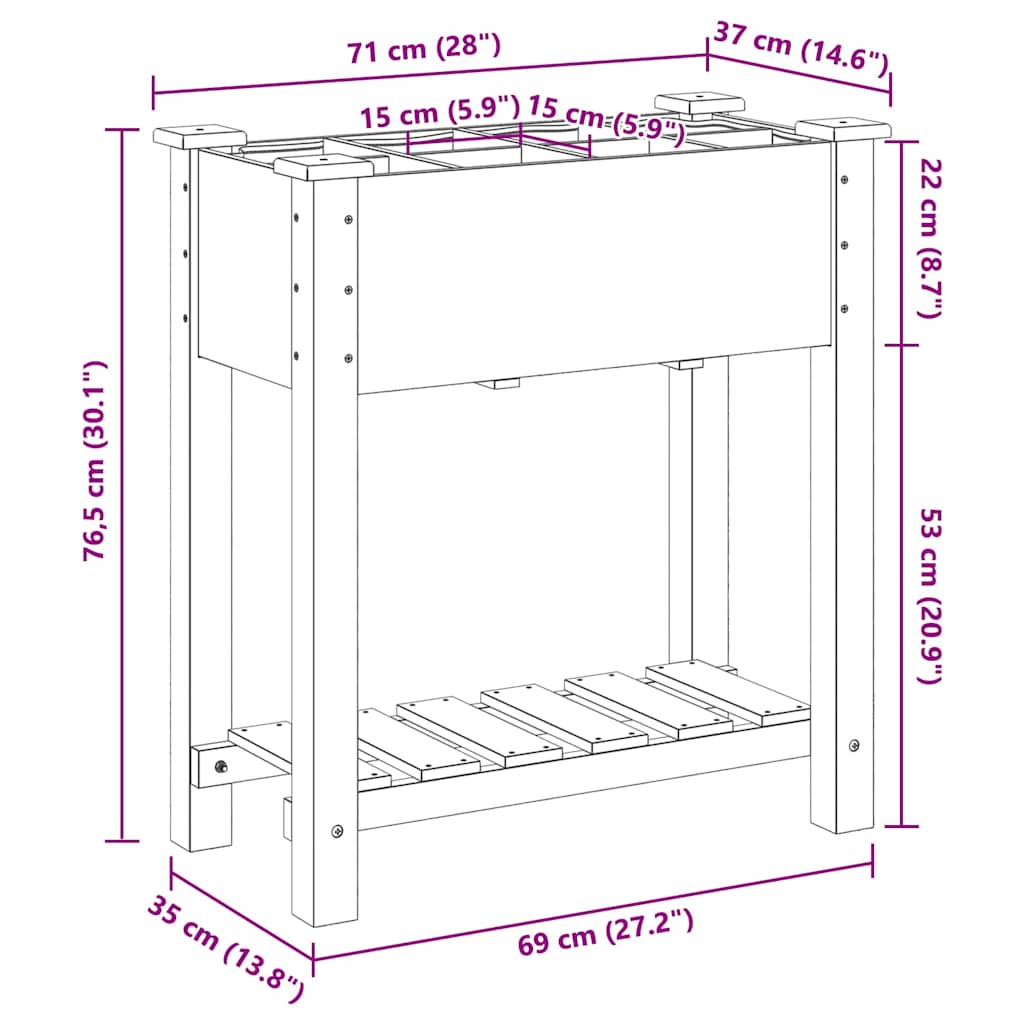 vidaXL Γλάστρα Κήπου με ράφι Μπεζ 71 x 37 x 76.5 εκ Στερεό ξύλο έλατου