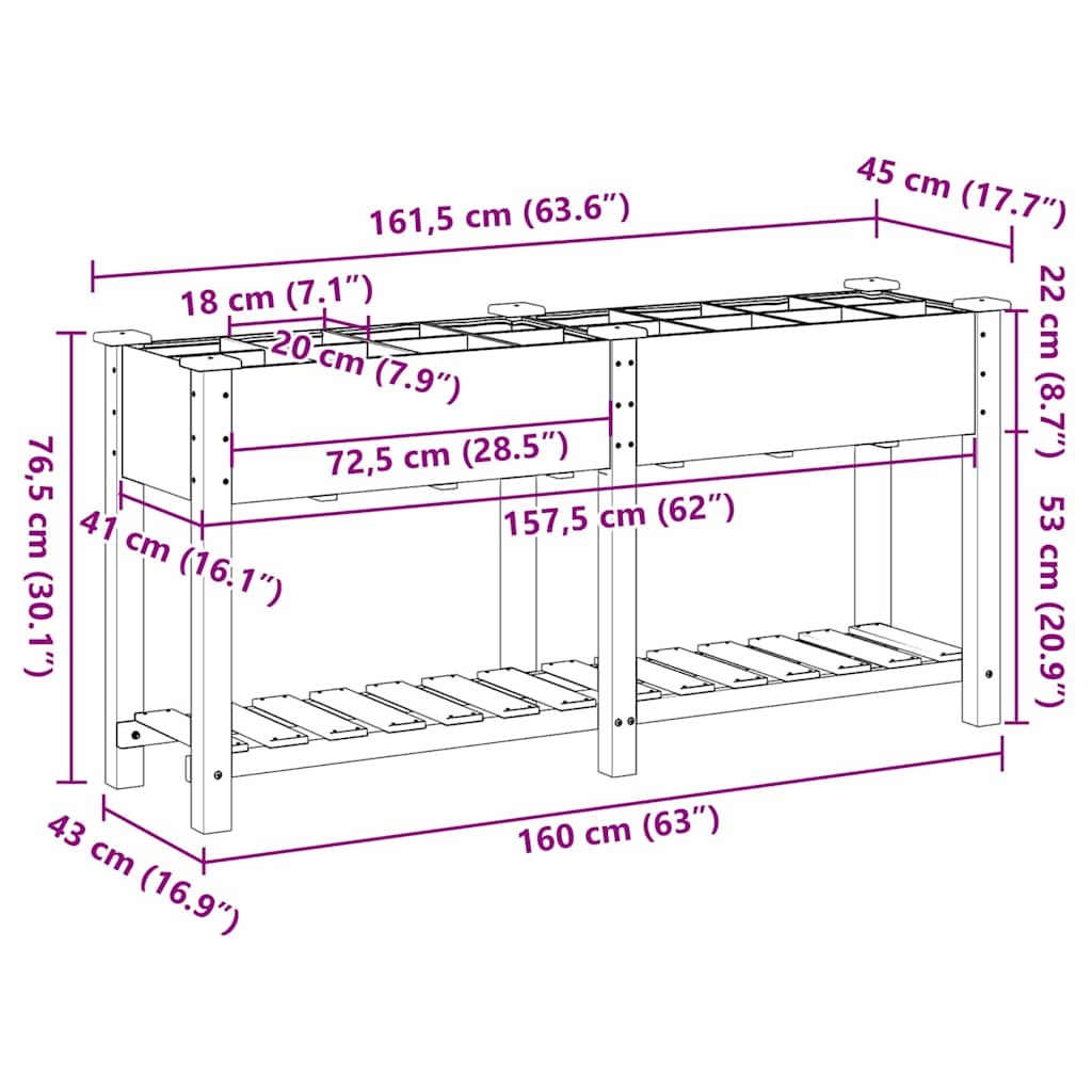 vidaXL Γλάστρα Κήπου Μπεζ 161.5 x 45 x 76.5 εκ. Στερεό ξύλο έλατου