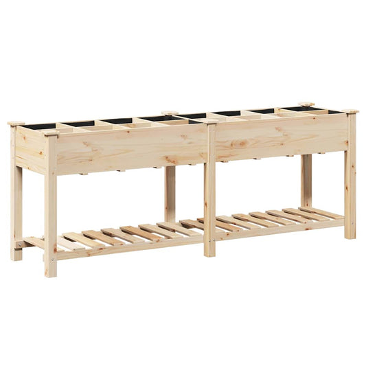 vidaXL Γλάστρα Κήπου Μπεζ 203.5 x 53 x 76.5 εκ Στερεό ξύλο έλατου