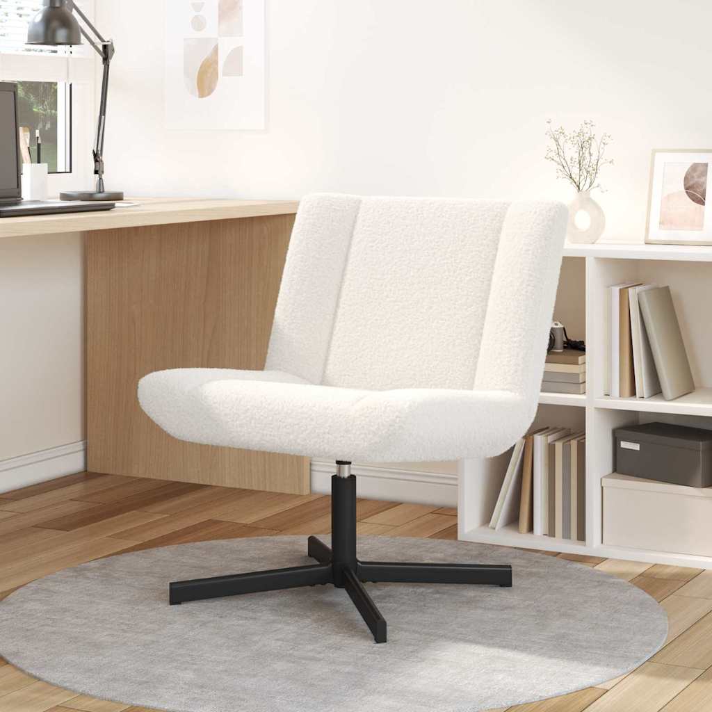 vidaXL Περιστρεφόμενη καρέκλα Κρεμ 63 x 75 x 76 εκ Δέρμα Πρόβατου