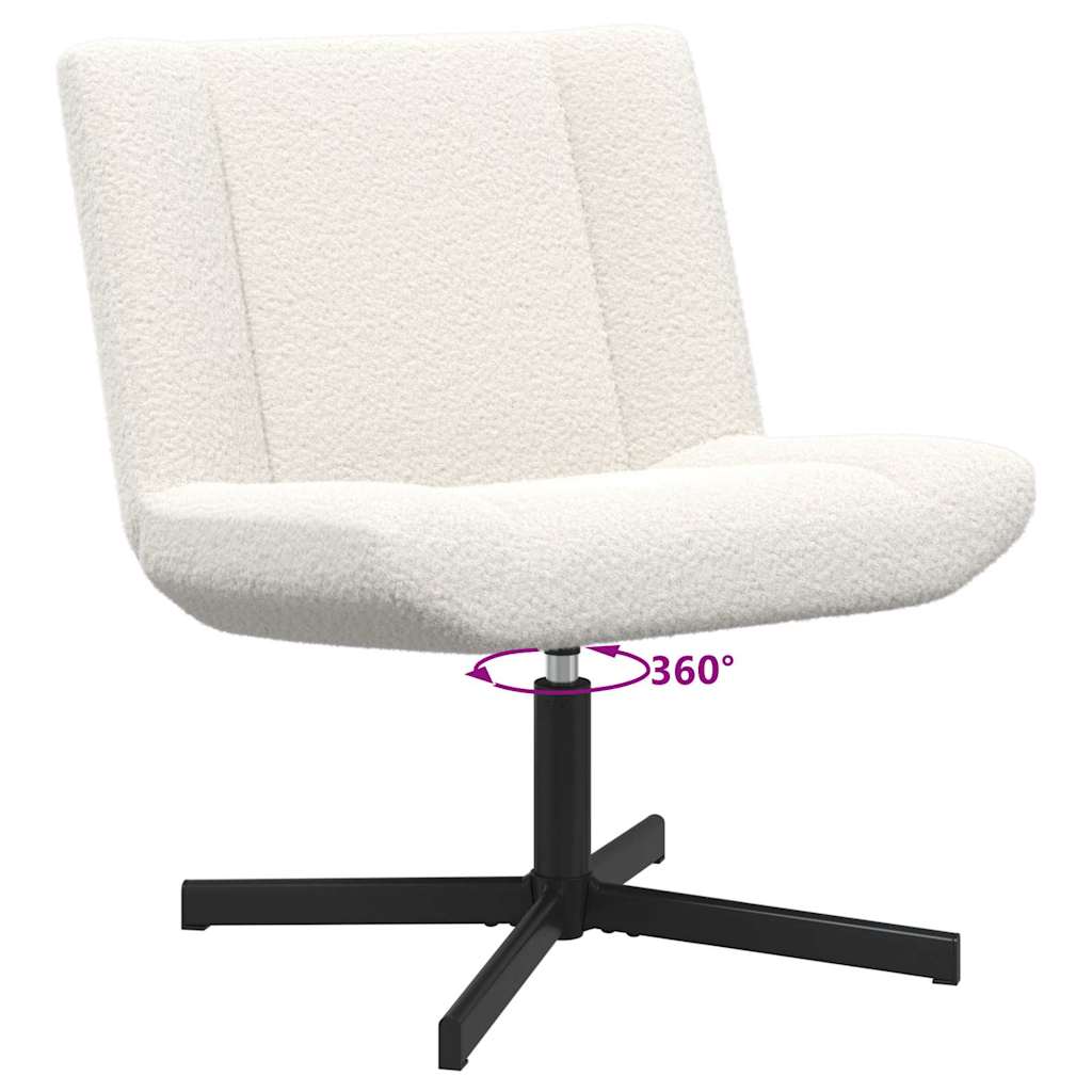 vidaXL Περιστρεφόμενη καρέκλα Κρεμ 63 x 75 x 76 εκ Δέρμα Πρόβατου