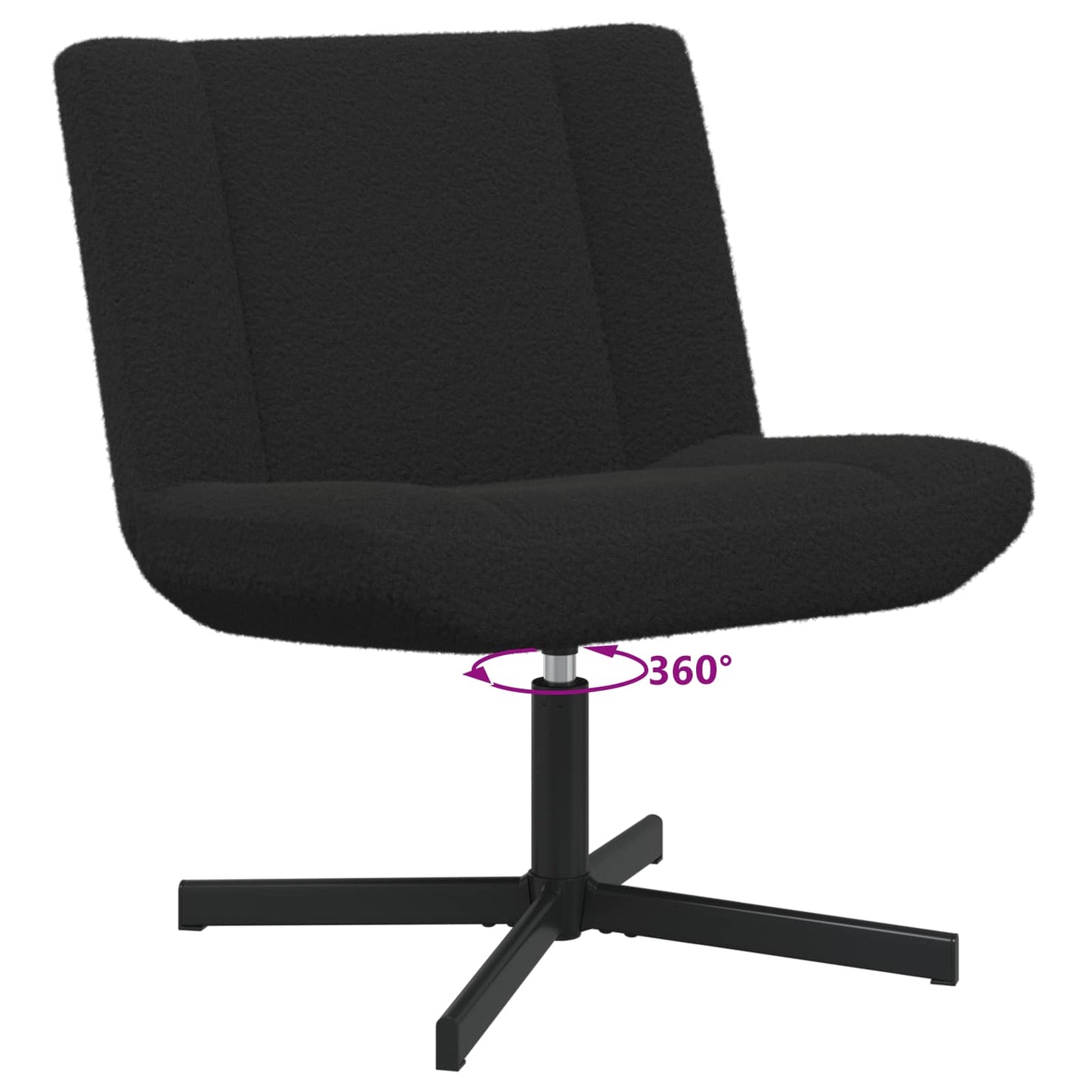 vidaXL Περιστρεφόμενη καρέκλα Μαύρο 63 x 75 x 76 εκ Δέρμα Πρόβατου