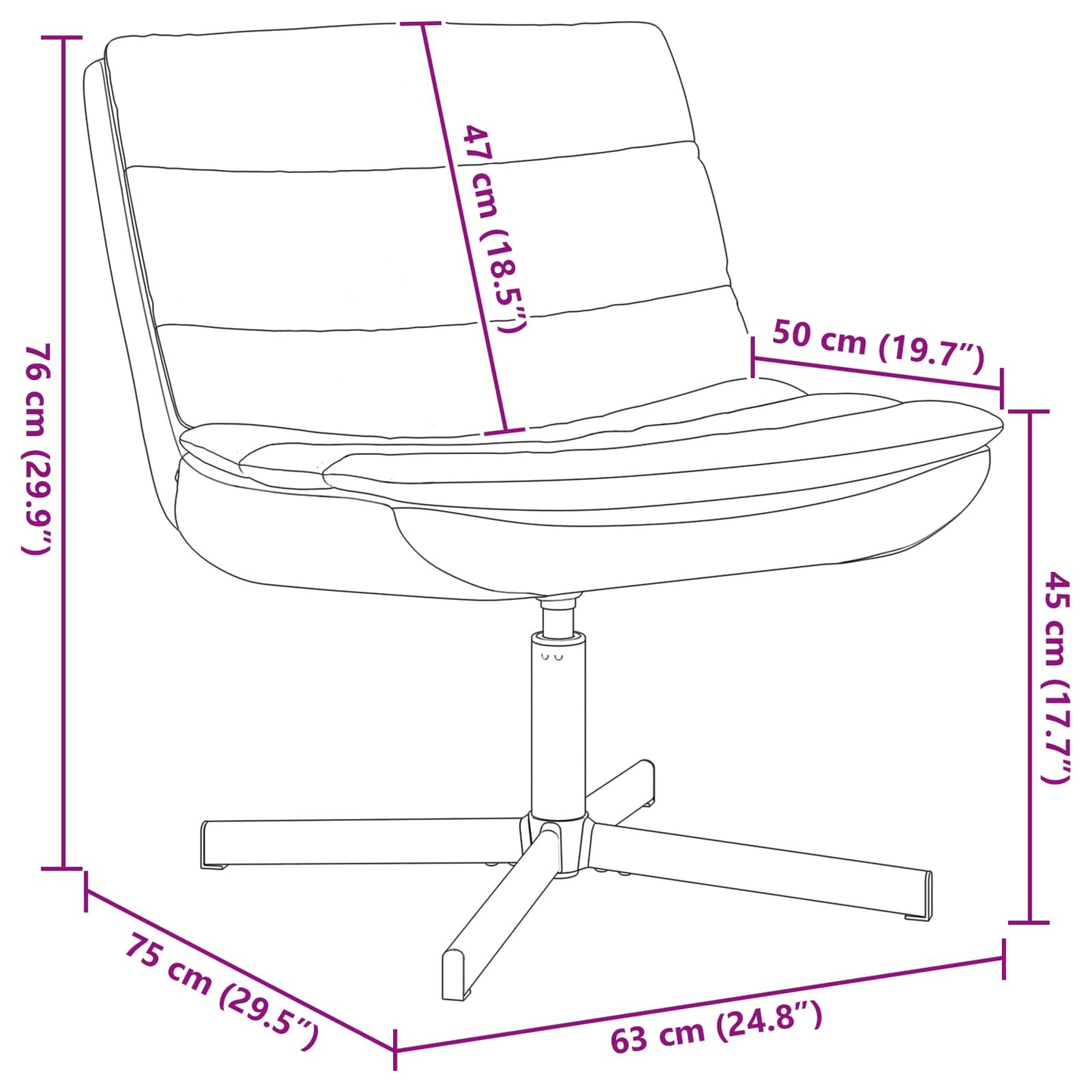vidaXL Περιστρεφόμενη καρέκλα Καφέ 63 x 75 x 76 εκ Λαμπερό PU