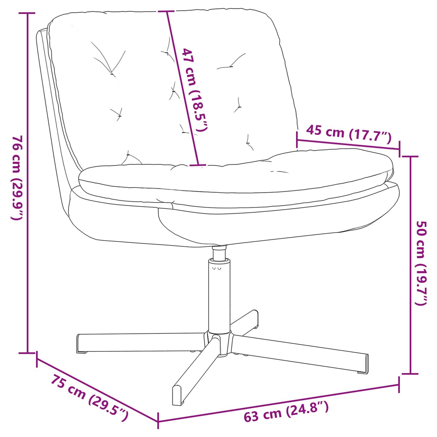 vidaXL Γυριστή Χαλαρωτική Καρέκλα Ροζ 63 x 75 x 76 εκ Βελούδο