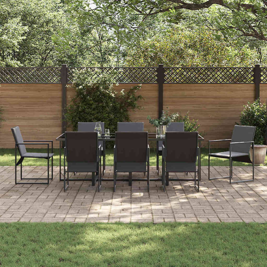 σετ τραπεζαρίας κήπου 12 τεμαχίων vidaXL με μαξιλάρια από ατσάλι και τεξτιλέν