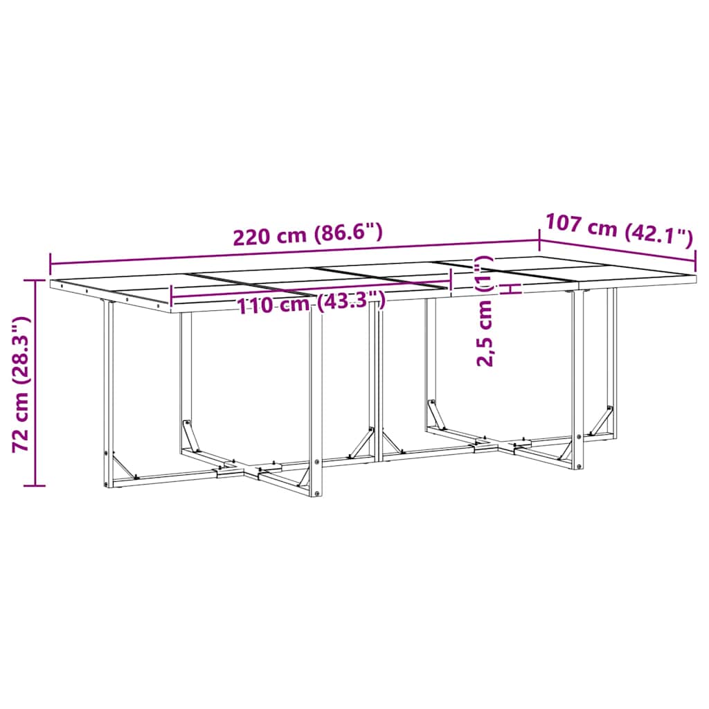 vidaXL Σέτ φαγητού για κήπο 9 pcs Μαύρο Ατσάλι