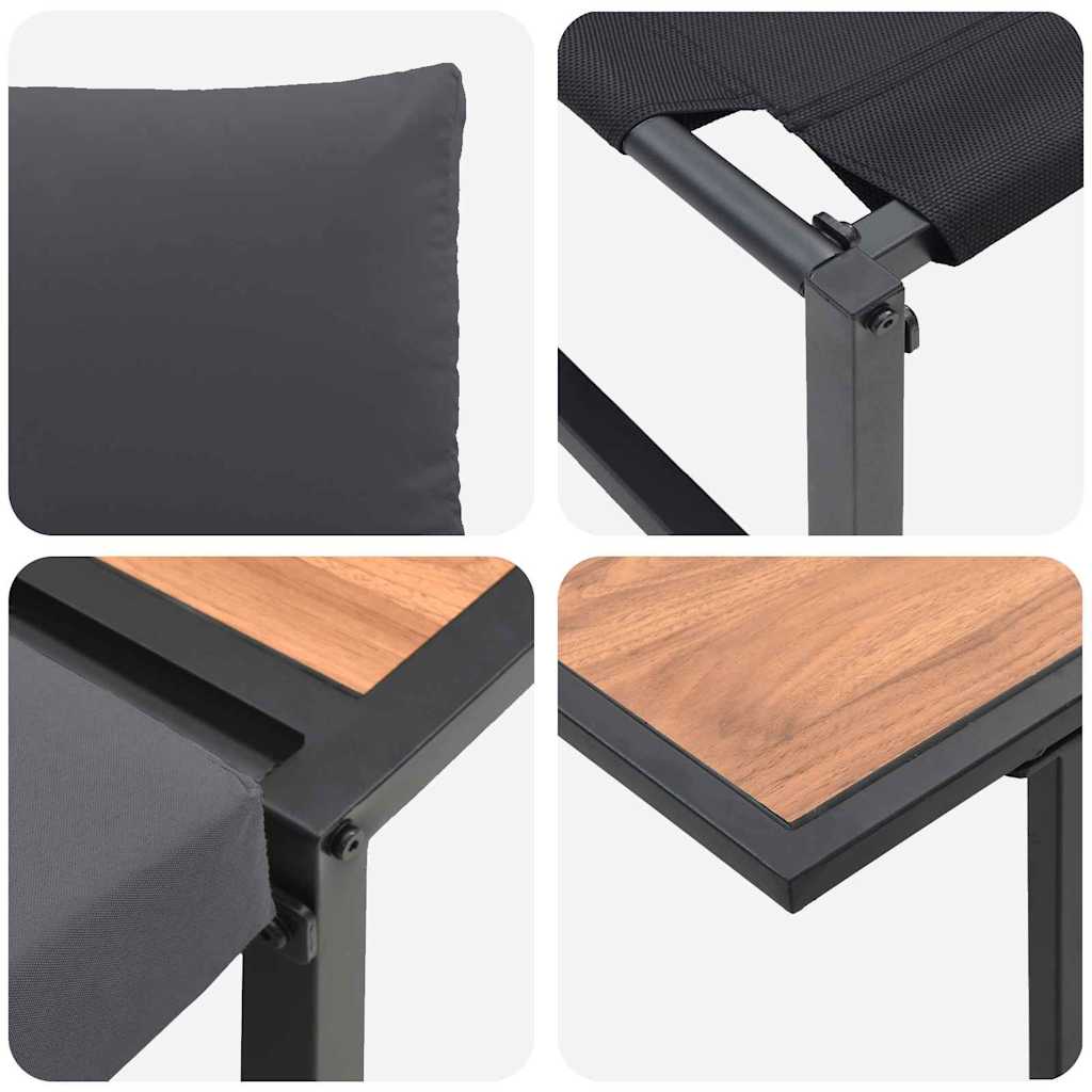 vidaXL Σέτ φαγητού για κήπο 3 pcs Ανθρακί Ατσάλι