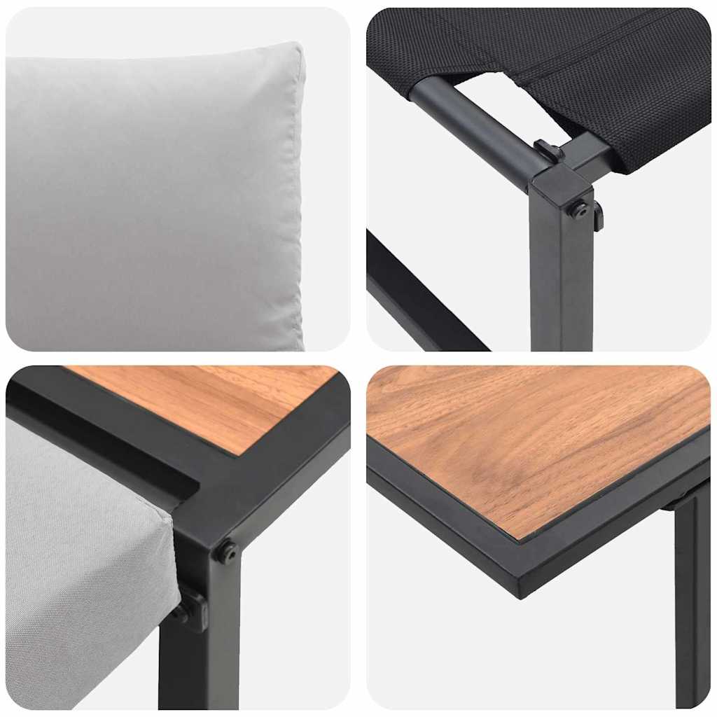 vidaXL Σέτ φαγητού για κήπο 3 pcs Ανοιχτό γκρι Ατσάλι