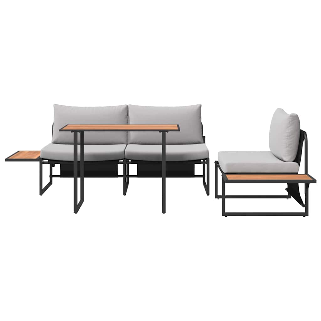 vidaXL Σέτ φαγητού για κήπο 3 pcs Ανοιχτό γκρι Ατσάλι