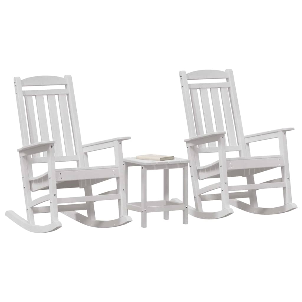 vidaXL Κουνιστή Καρέκλα Κήπου 3 pcs Λευκό 38 x 38 x 46cm Πλαστικό