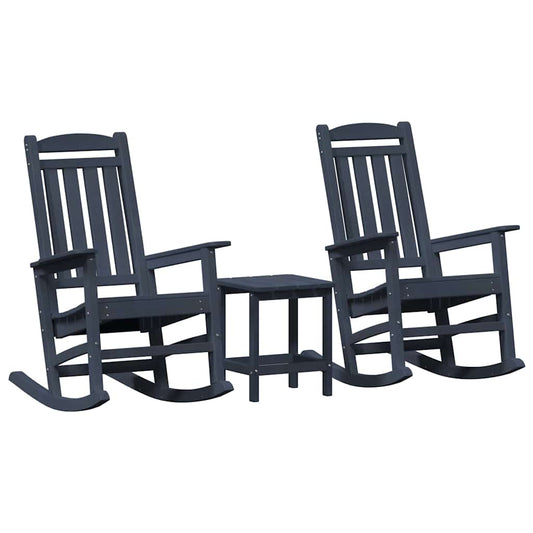 vidaXL Κουνιστή καρέκλα 3 pcs Ναυτικό μπλε Πολυαιθυλένιο