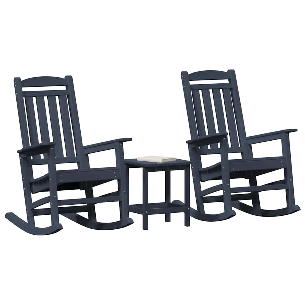 vidaXL Κουνιστή καρέκλα 3 pcs Ναυτικό μπλε Πολυαιθυλένιο