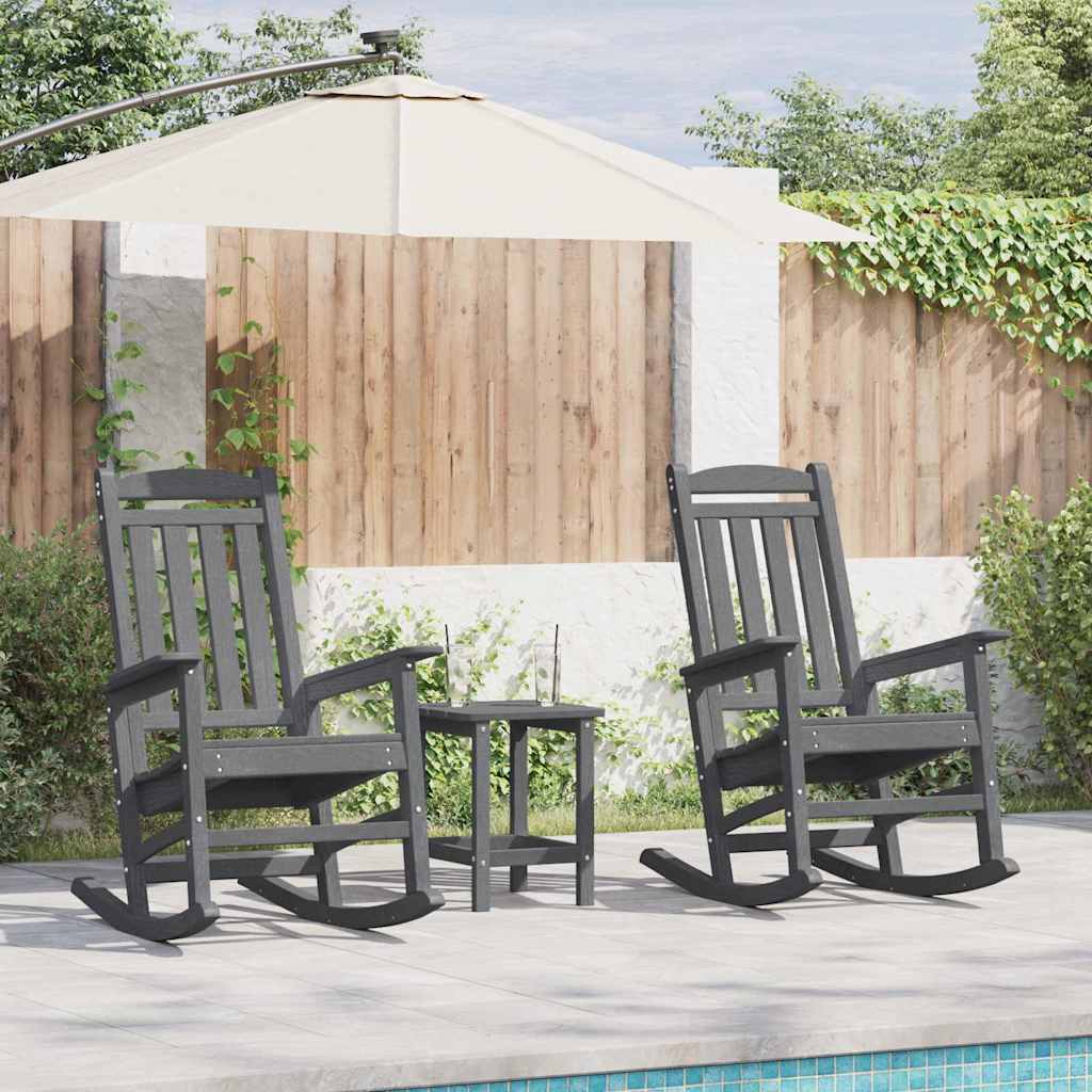 vidaXL Κουνιστή καρέκλα 3 pcs Ανοιχτό γκρι Πολυαιθυλένιο