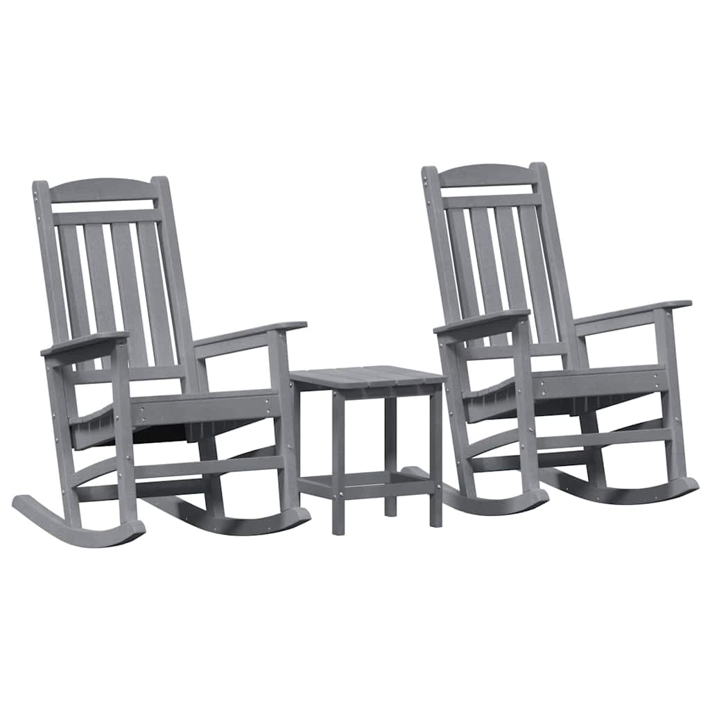 vidaXL Κουνιστή καρέκλα 3 pcs Ανοιχτό γκρι Πολυαιθυλένιο