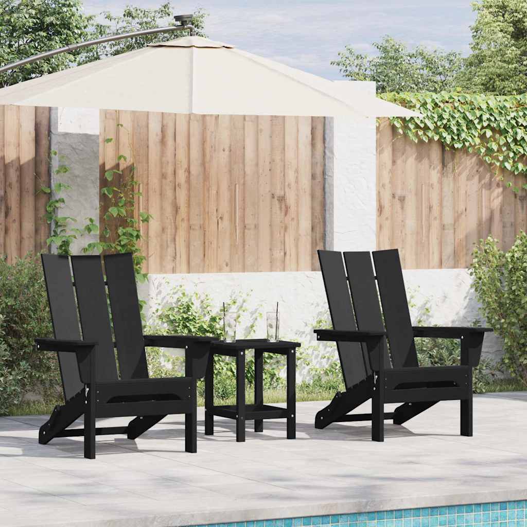 vidaXL Καρέκλα Κήπου 3 pcs Μαύρο 80.5 x 74.5 x 92 εκ Πολυαιθυλένιο
